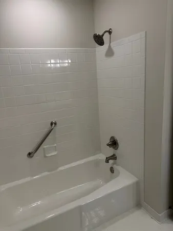 a bathroom with a bathtub