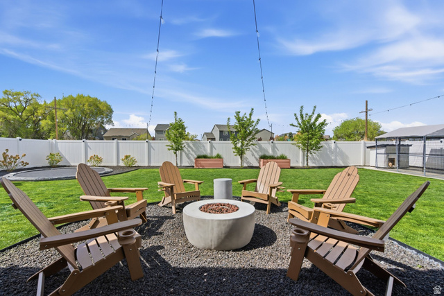 596 South Meade Street Mapleton, UT 84664 - Photo 35 of 38 Fenced backyard with a fire pit and a patio