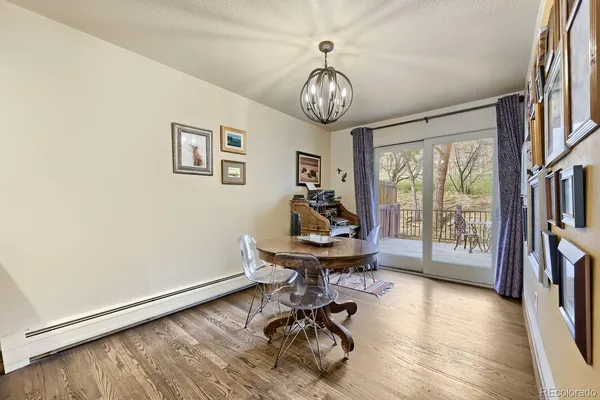 a workspace with wooden floor