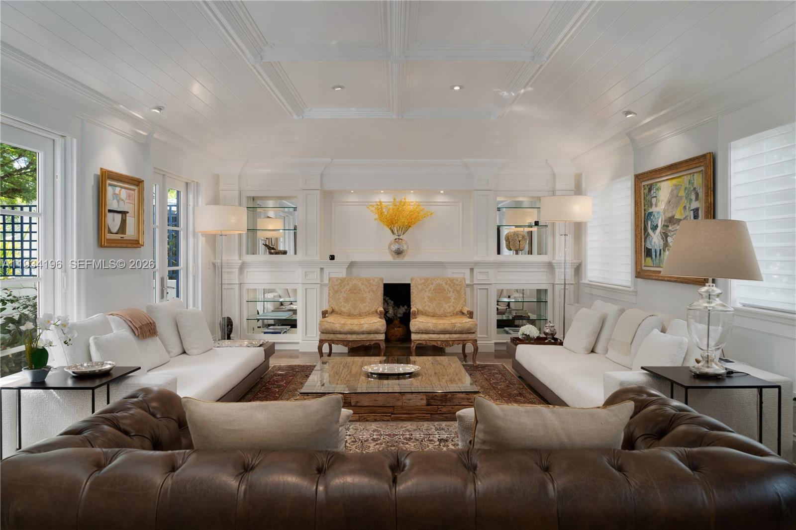 100 Cape Florida Drive Key Biscayne, FL 33149 - Photo 12 of 68 a living room with fireplace furniture and a lamp