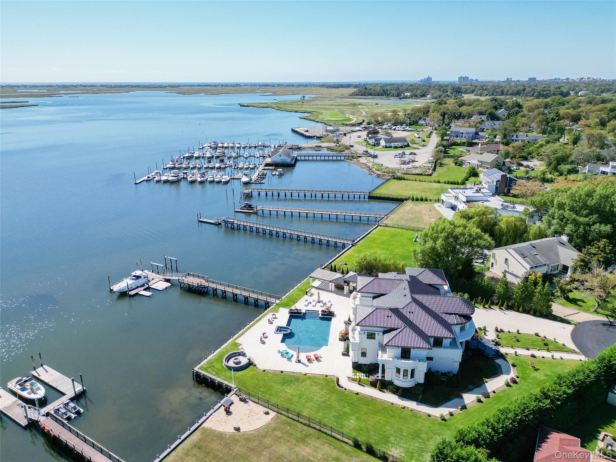 190 Curtis Road Woodmere, NY 11598 - Photo 45 of 45 Aerial view of numerous boat docks and a large body of water