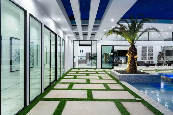 front view of a house with a street