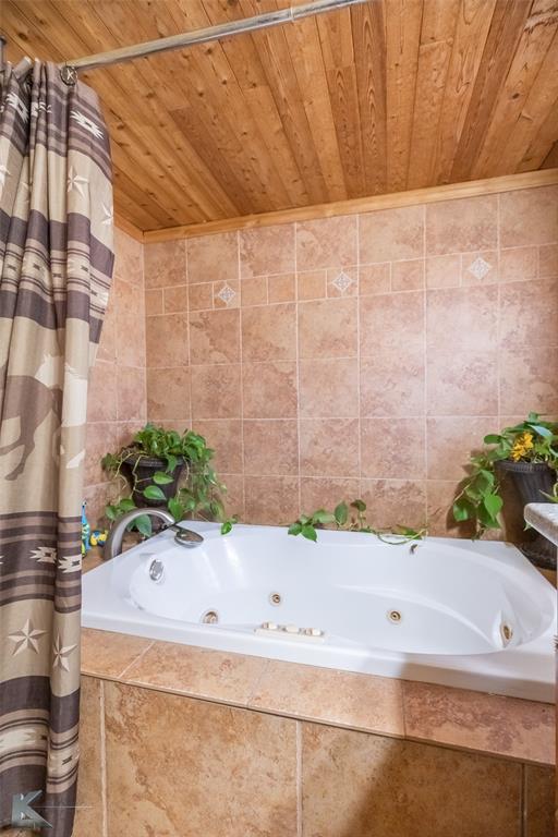 10001 County Road 379 Hawley, TX 79525 - Photo 23 of 39 a bathroom with a bathtub and a shower