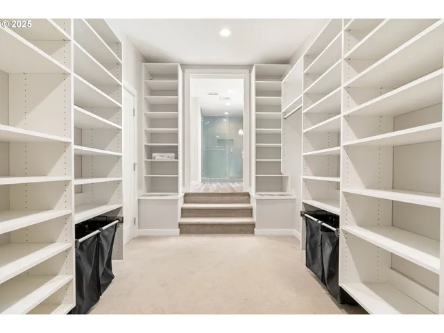 a view of walk in closet with empty racks