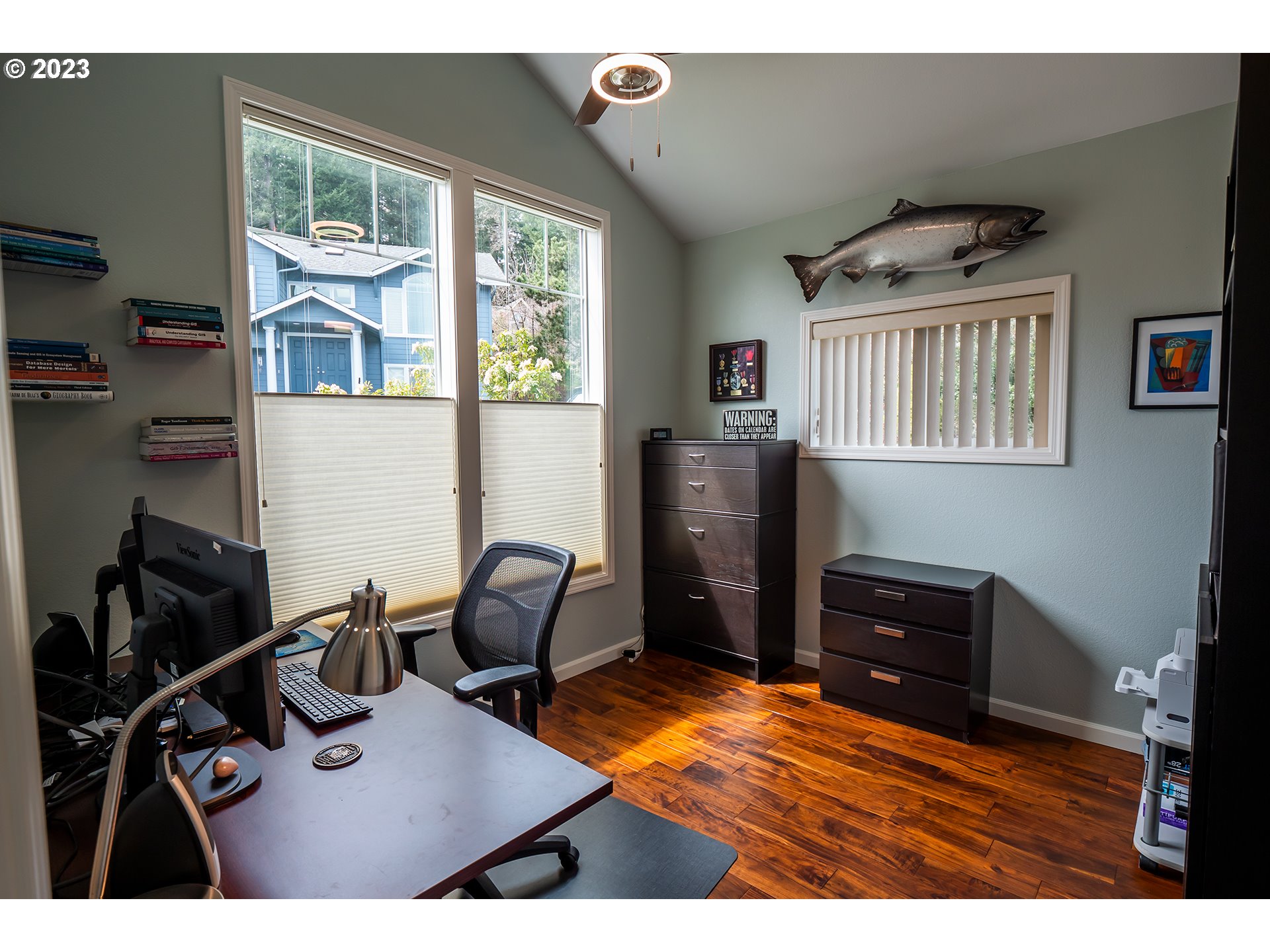 3386 Bentley Avenue Eugene, OR 97405 - Photo 18 of 32 a view of workspace with wooden floor windows