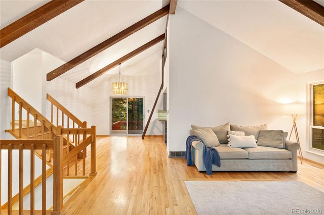 a view of balcony with furniture