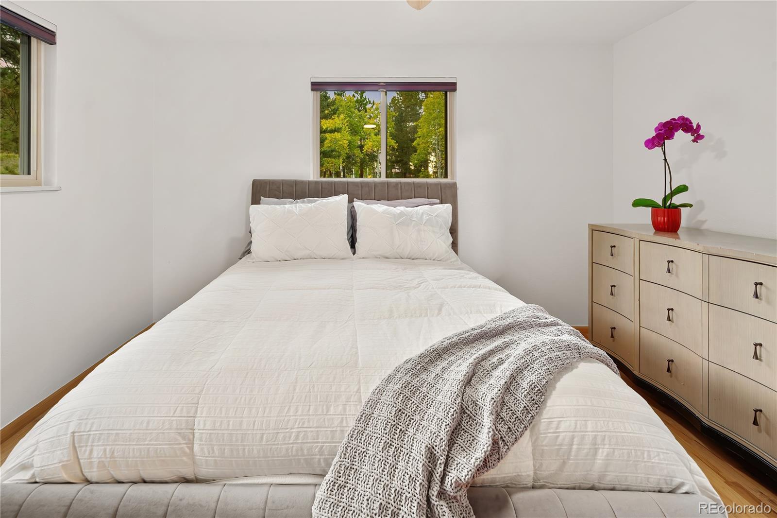 28696 Little Big Horn Drive Evergreen, CO 80439 - Photo 21 of 47 a bedroom with a bed and a dresser