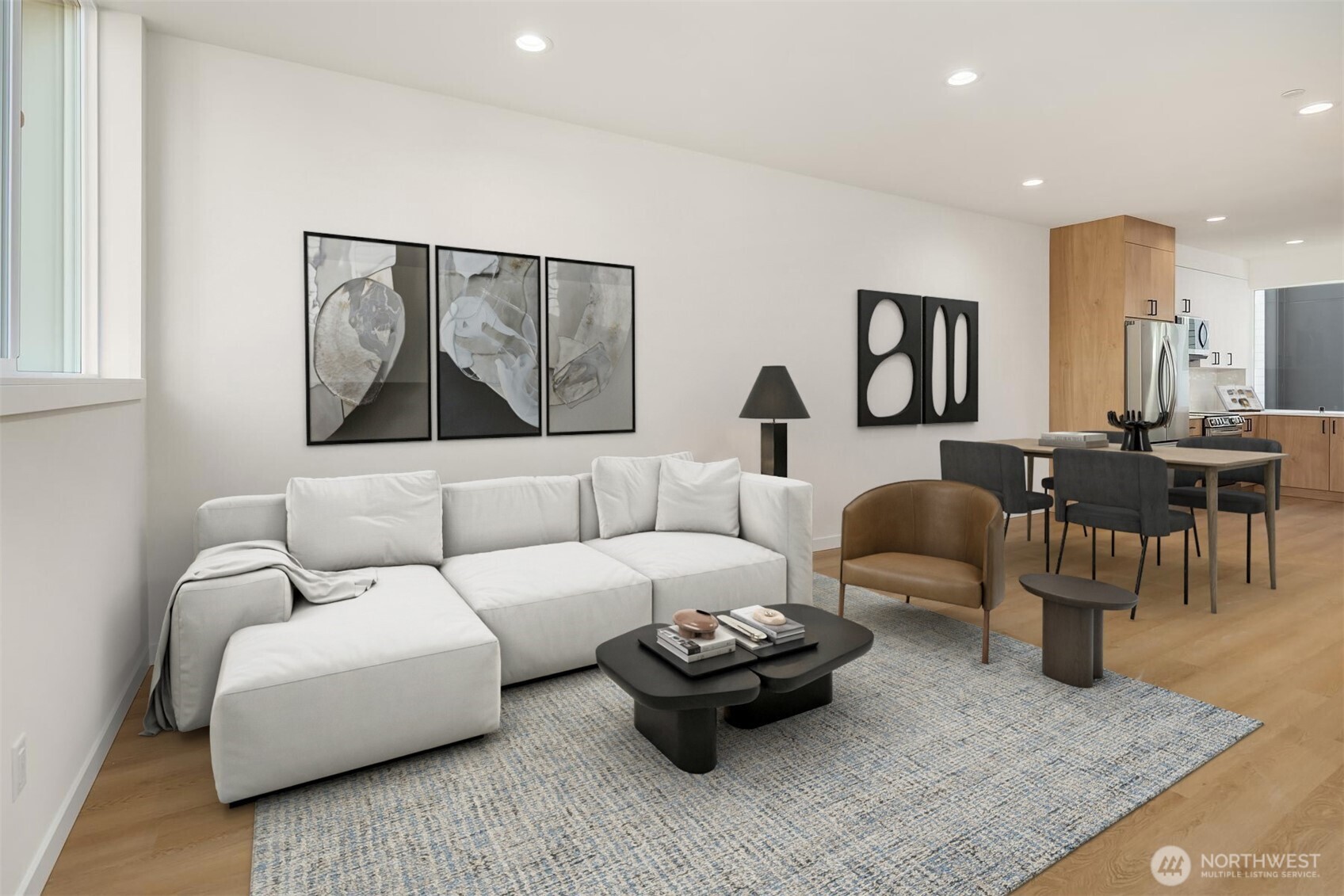 18017 2nd Avenue Northeast, Unit B Seattle, WA 98155 - Photo 8 of 19 a living room with furniture and wooden floor