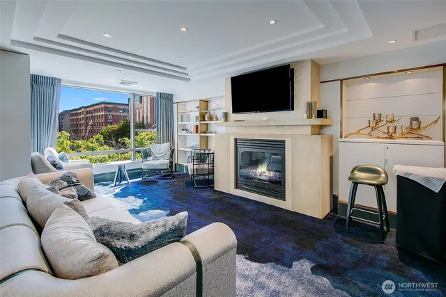 a view of a terrace with seating area