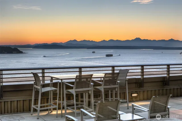 a view of a terrace with mountain view
