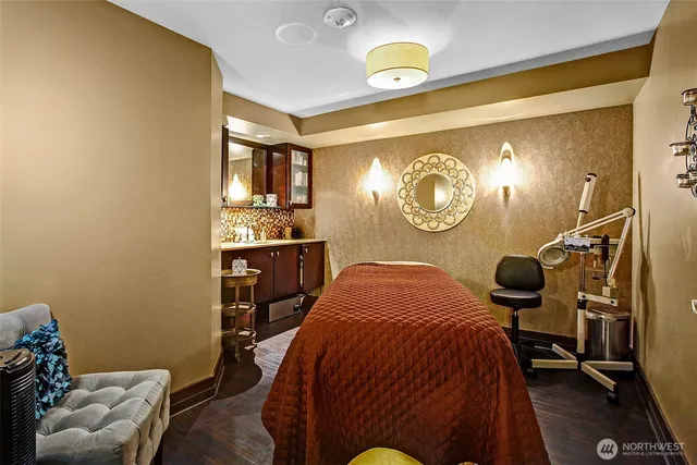 a living room with a large window