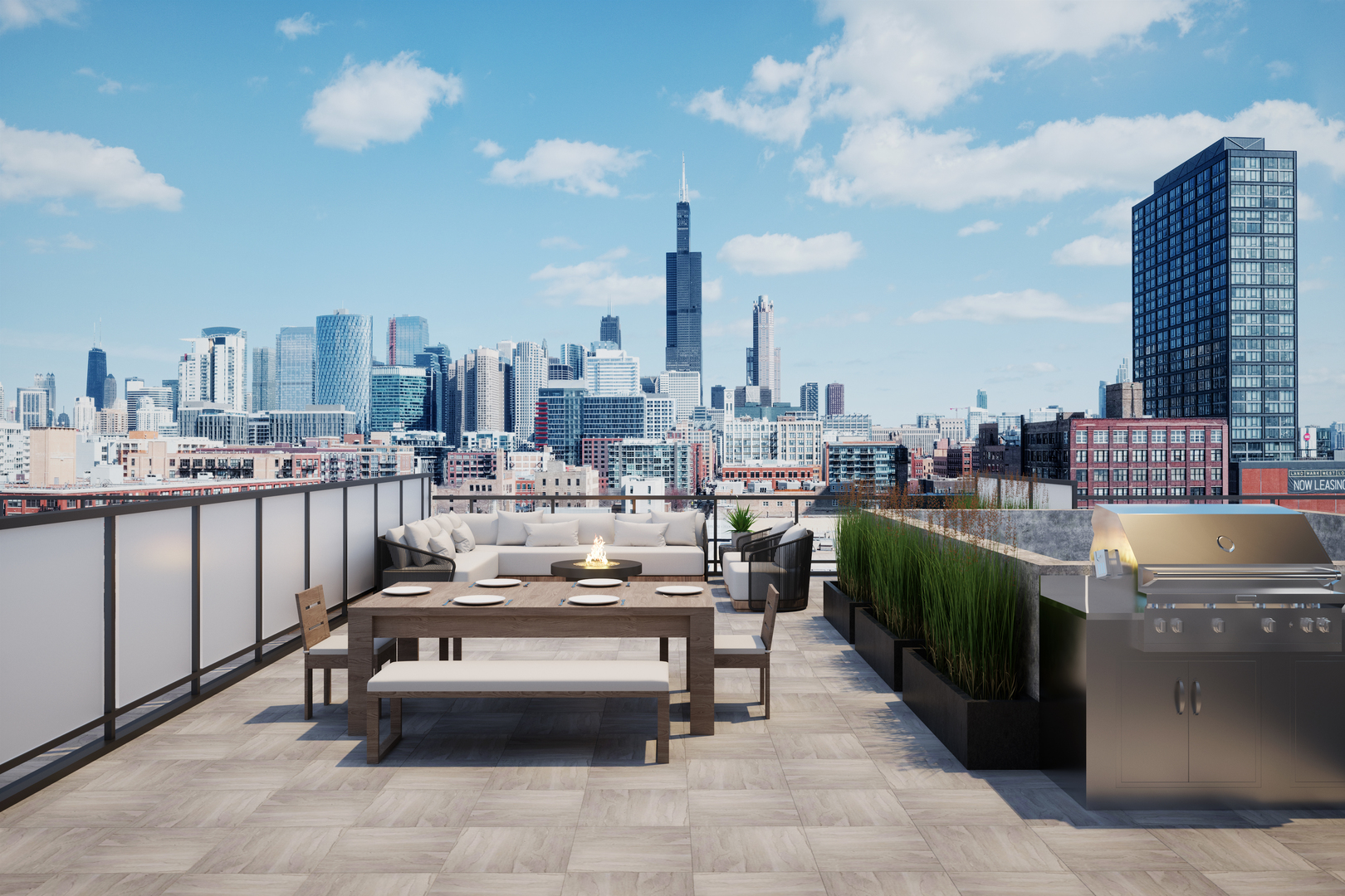 313 South Racine Avenue, Unit PHD Chicago, IL 60607 - Photo 8 of 8 a terrace with outdoor seating city view and barbeque oven