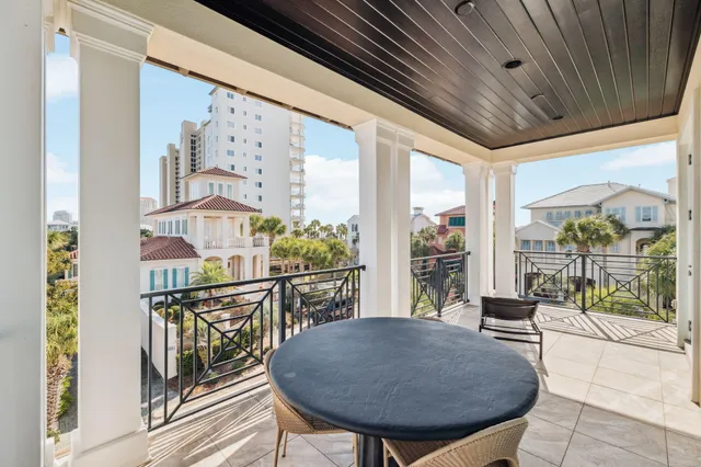 a view of a terrace with sky view