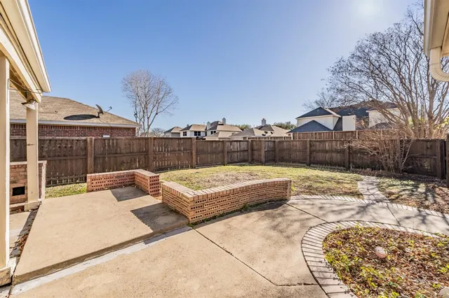a view of a terrace with a bench