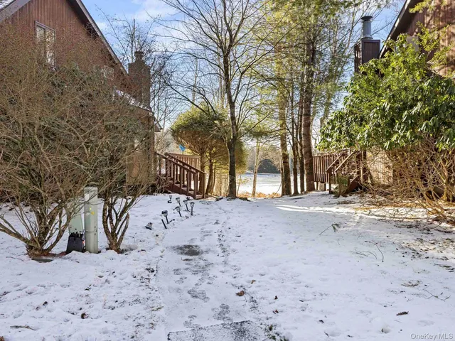 a view of road and trees