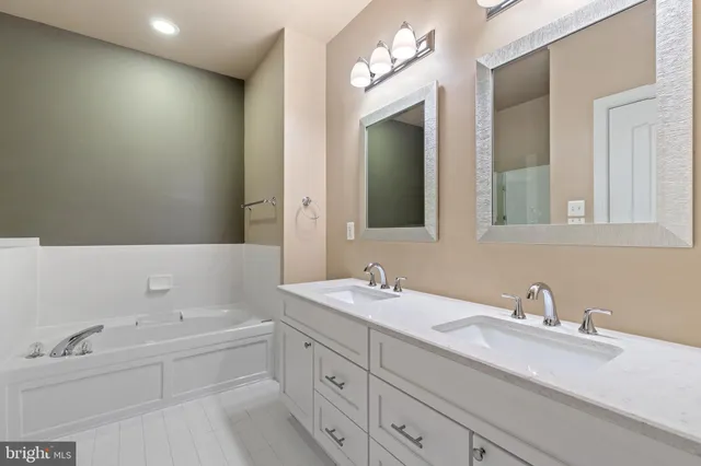 a bathroom with a bathtub