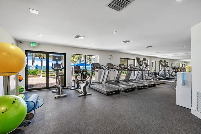 a view of a room with gym equipment