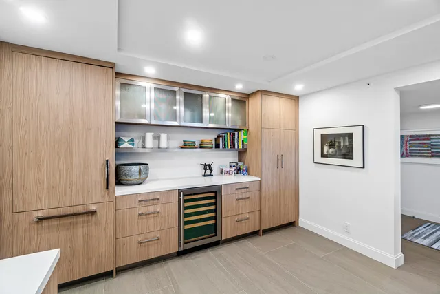 a room with cabinets and window