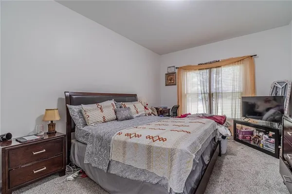 a view of staircase with large window