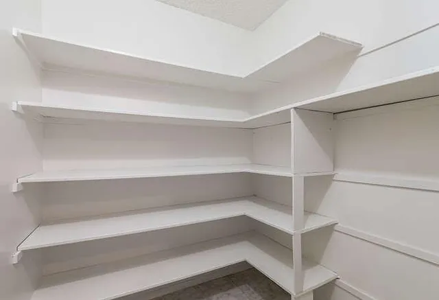 a storage room with empty racks