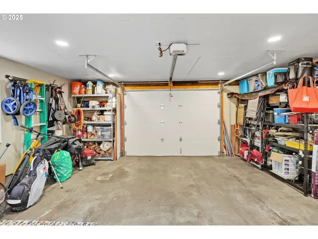 a view of a garage with furniture