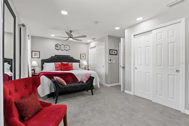 aerial view of a house with a yard