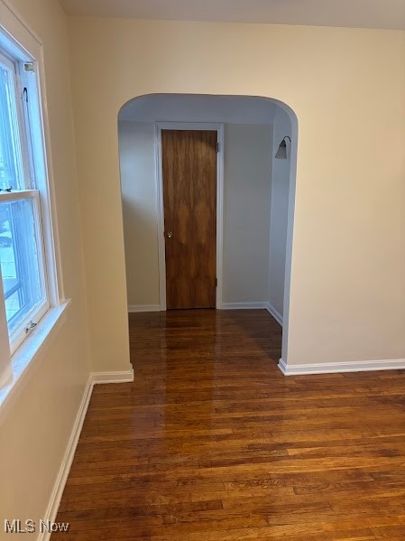 1019 Quilliams Road Cleveland Heights, OH 44121 - Photo 21 of 32 Hall featuring dark wood-style flooring and arched walkways