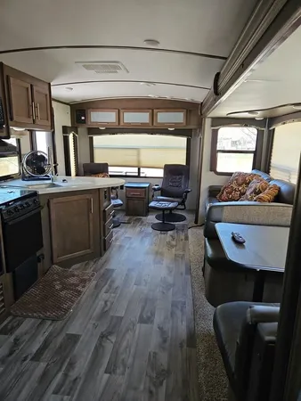a kitchen with a stove and a microwave