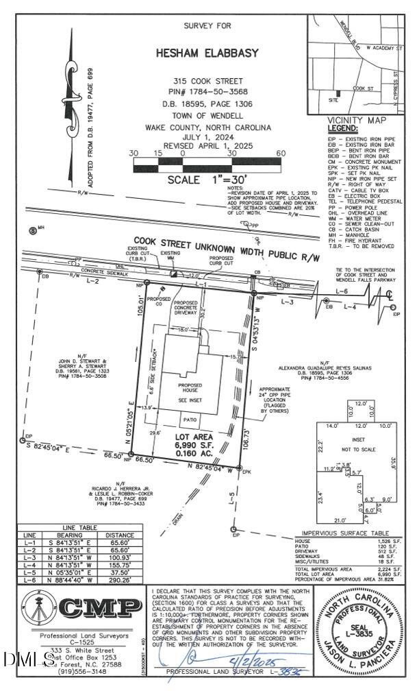 315 Cook Street Wendell, NC 27591 - Photo 9 of 11 315 Cook streel plot plan (House envelop