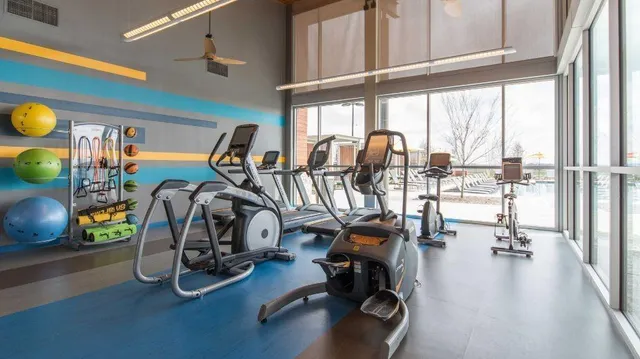 a view of a room with gym equipment