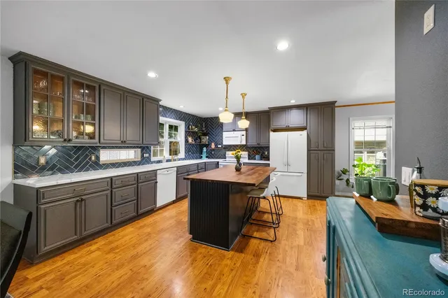 a large kitchen with a lot of counter space