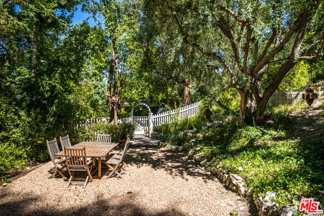 24878 Long Valley Road Hidden Hills, CA 91302 - Photo 10 of 54 a backyard of a house with table and chairs