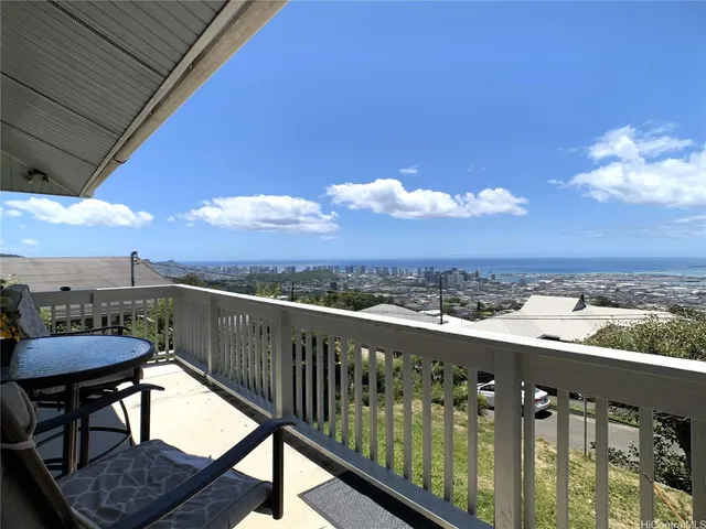 a view of a city from a balcony
