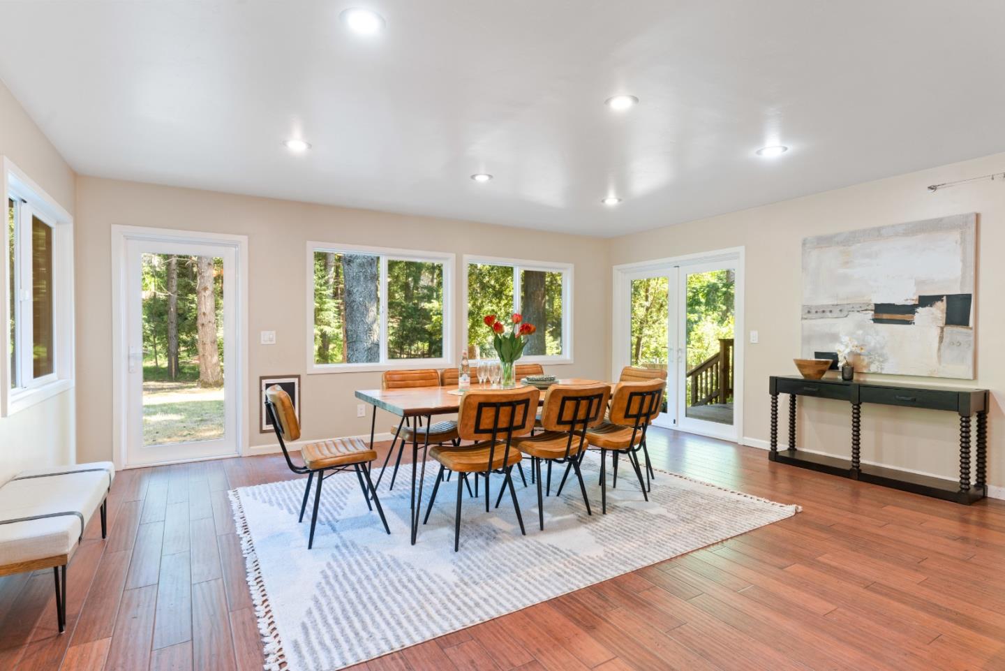 1850 Pine Flat Road Santa Cruz, CA 95060 - Photo 12 of 62 a view of a dining room with furniture and wooden floor