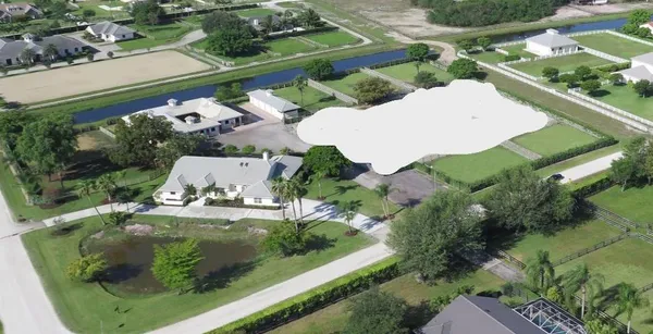 an aerial view of a house