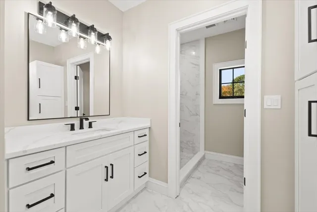 a bathroom with a window