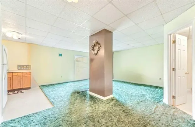 an empty room with a door