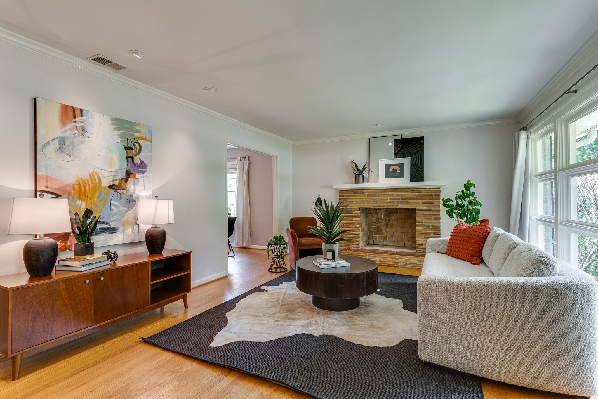 3512 Pleasant Valley Road Nashville, TN 37204 - Photo 5 of 40 a living room with furniture and a fireplace