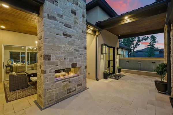 a view of outdoor space with wooden floor and stairs