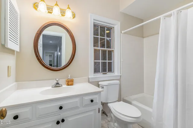 a bathroom with a sink a mirror a toilet and a shower