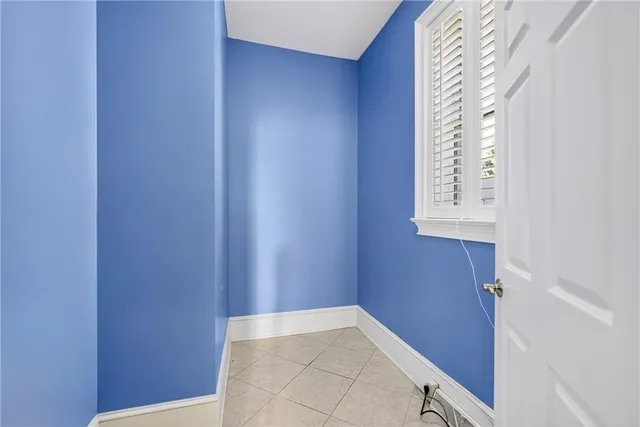 a view of a hallway with painted walls