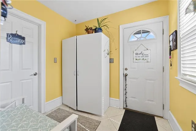 a view of a room with racks on the wall