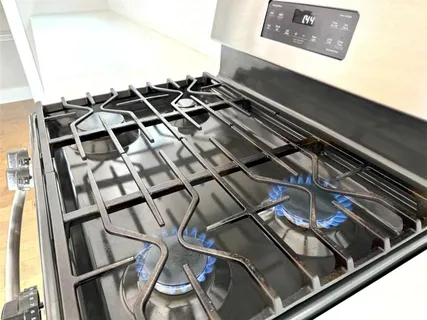 a close up of a stove top oven