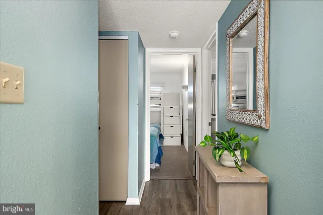 wooden floor with a mirror