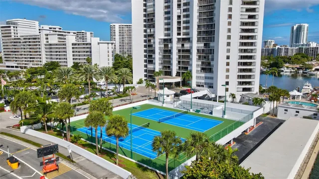 a view of a city with tall buildings