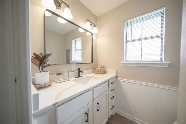 a bathroom with a bathtub