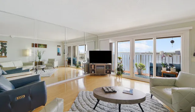 a view of a balcony with city view