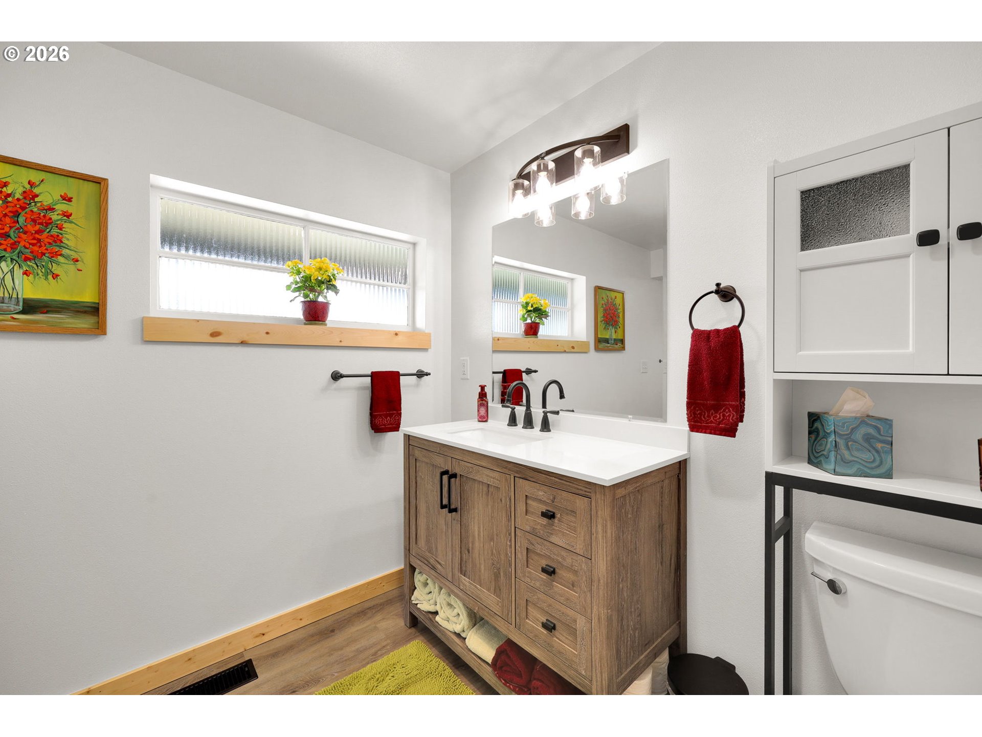 35478 Brabham Road Pleasant Hill, OR 97455 - Photo 23 of 48 a bathroom with a sink vanity and mirror
