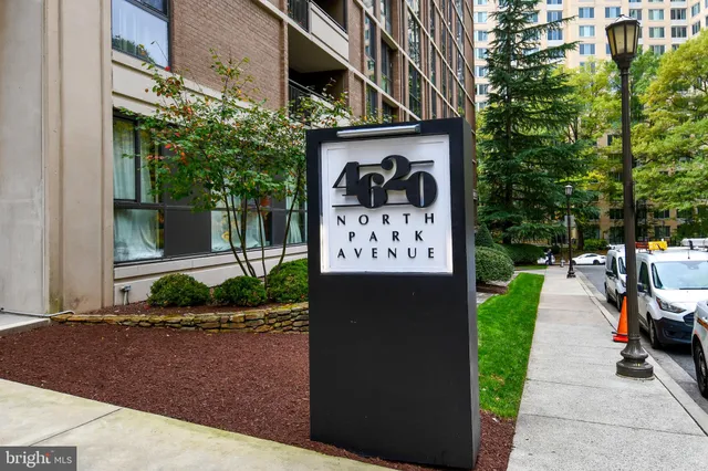a view of a street with potted plants