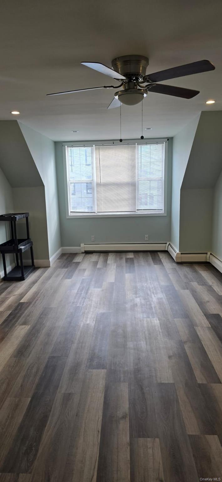 235 MacDougal Street Brooklyn, NY 11233 - Photo 18 of 21 Bonus room with plenty of natural light, recessed lighting, dark wood finished floors, and ceiling fan
